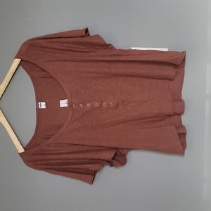 Womens Old Navy Linen Blend Cropped Shirt Burnt Orange Brown Size Large NEW NWT